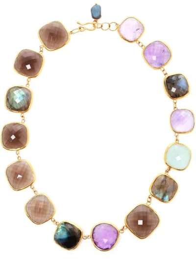 Ram 18kt Gold Amethyst, Aquamarine, Labradorite And Smoky Quartz Necklace In Multicolour