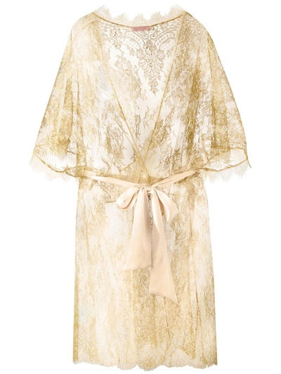 Gilda & Pearl Harlow Sheer Lace Robe In Yellow