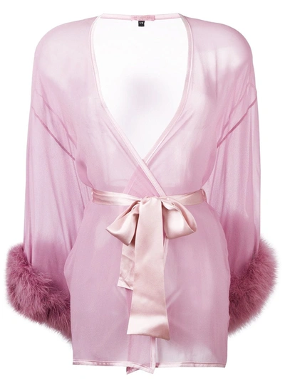 Gilda & Pearl Diana Silk And Marabou Feather Dressing Gown In  Boudoir Rose