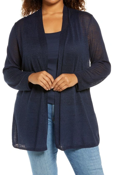 Nic + Zoe Lightweight Long Boc Cardigan In Dark Indigo