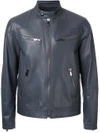 Kent & Curwen Leather Biker Jacket In Black