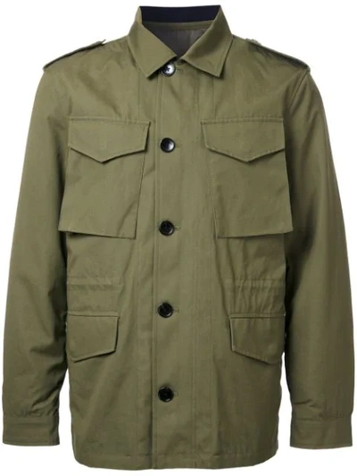 Kent & Curwen Detachable Quilted Military Jacket In Green