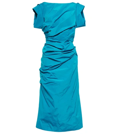 Dries Van Noten Gathered Midi Dress In Blue