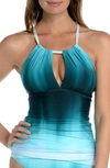 La Blanca Ocean Oasis Tummy-control Keyhole Tankini Top Women's Swimsuit In Turquoise