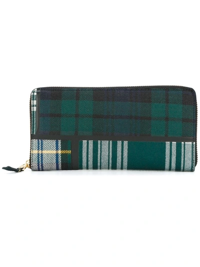 Comme Des Garçons Green Tartan Patchwork Zip-around Wallet