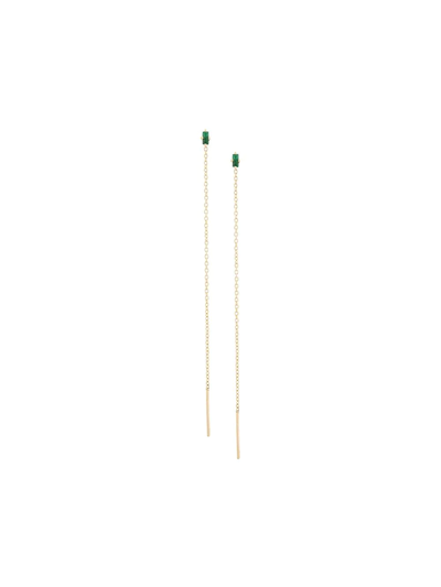 Lizzie Mandler Fine Jewelry 18k Yellow Gold Floating Thread Emerald Earrings In Metallic