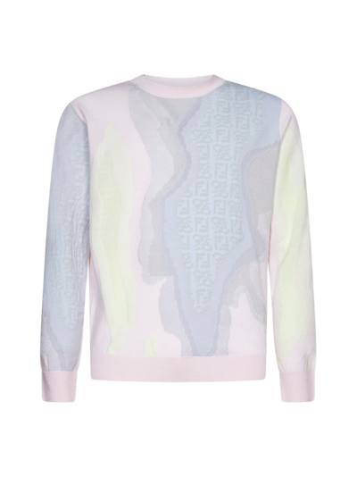 Fendi Abstract-pattern Cotton-blend Jumper In Pink