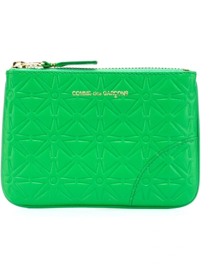 Comme Des Garçons Green Embossed Leather Wallet In Green