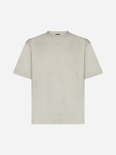 44 Label Group Back Holes Cotton T-shirt In Dirty White