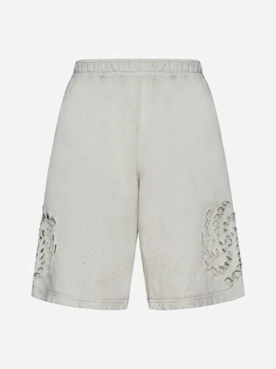 44 Label Group Holes Cotton Shorts In Dirty White