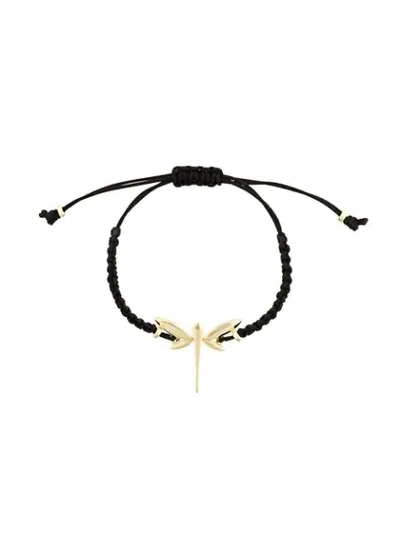 Anapsara 18kt Yellow Gold Dragonfly Rope Bracelet In Black