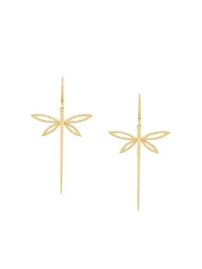 Anapsara 18kt Gold Dragonfly Earring In Metallic