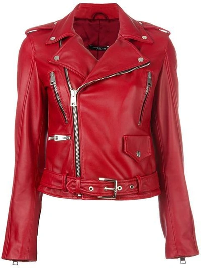 Manokhi Belted Zip Detail Jacket In Red