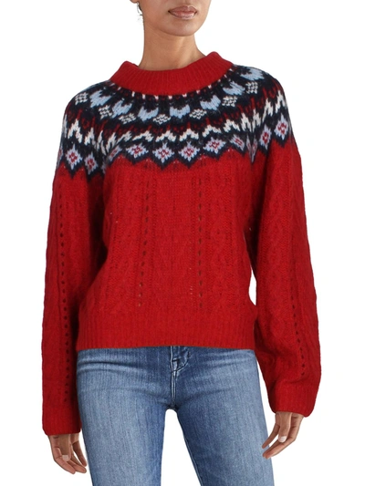 Rag & Bone Willow Fair Isle Cable-knit Sweater In Red