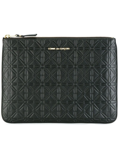 Comme Des Garçons Embossed Zip Wallet In Black