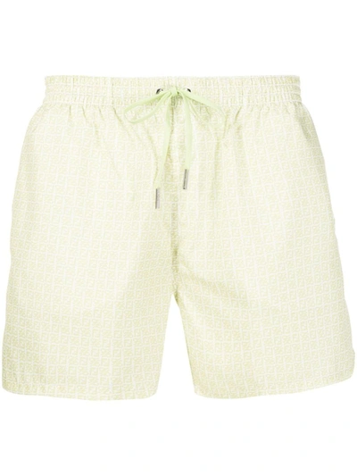 Fendi Logo-print Regular-fit Swim Shorts In Green