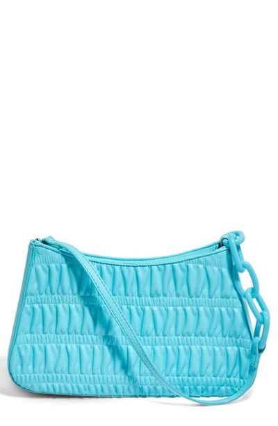 House Of Want Newbie Baguette Vegan Leather Shoulder Bag In Sky Blue Shirring