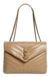 Saint Laurent Medium Loulou Matelassé Leather Shoulder Bag In Latte