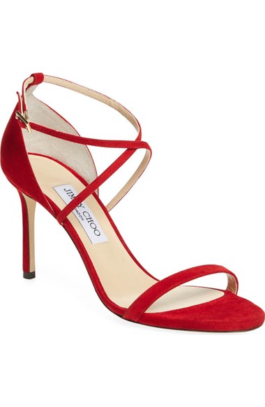 Jimmy Choo 'hesper' Ankle Strap Sandal (women) In Red Suede | ModeSens