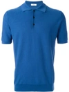 Fashion Clinic Timeless Fine Knit Shortsleeved Polo Shirt In Blue