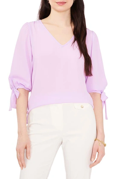 Chaus Tie Sleeve Blouse In Lavender Purple