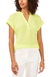 Chaus Split Neck Georgette Blouse In Lime Green