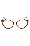 Tom Ford 54mm Blue Light Blocking Cat Eye Glasses In Blonde Havana