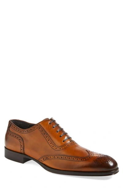 To Boot New York Duke Burnished Leather Brogue Lace-up Shoes In Cuoio