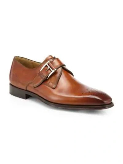 Saks Fifth Avenue Collection By Magnanni Leather Monk-strap Dress Shoes In Cognac