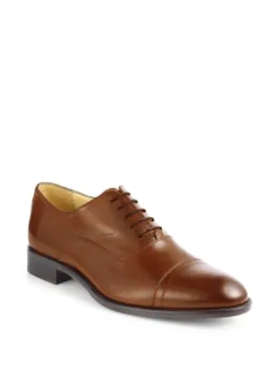Saks Fifth Avenue Collection Tyler Leather Cap Toe Oxfords In Brown