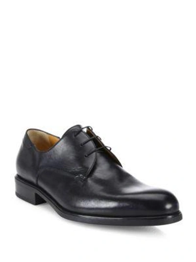 A. Testoni' Leather Lace-up Derby Shoes In Nero