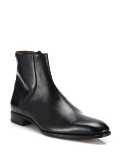 A. Testoni' Leather Ankle Boots In Black