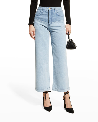 Triarchy Lone Ranger Two-toned Cropped Wide-leg Jeans In Blue