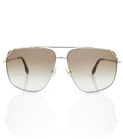 Victoria Beckham Aviator Sunglasses In Gold Choccolate