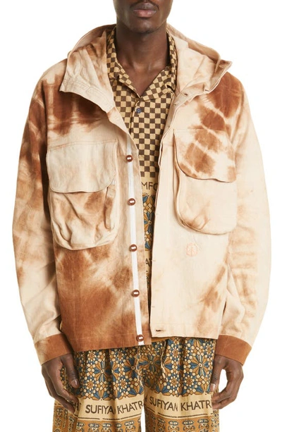 Story Mfg. Forager Tie Dye Organic Cotton Jacket In Bark Ripple