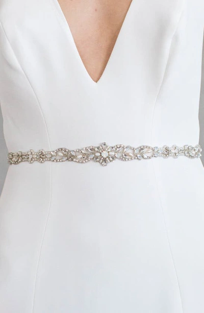 Brides And Hairpins Keva Crystal Sash In Ivory
