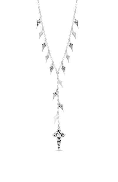 Lois Hill Stylized Cross Charm Necklace In Silver