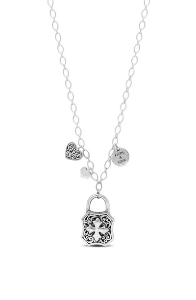 Lois Hill Maltese Padlock Charm Necklace In Silver