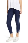 Lyssé Crop Slit Denim Leggings In Indigo