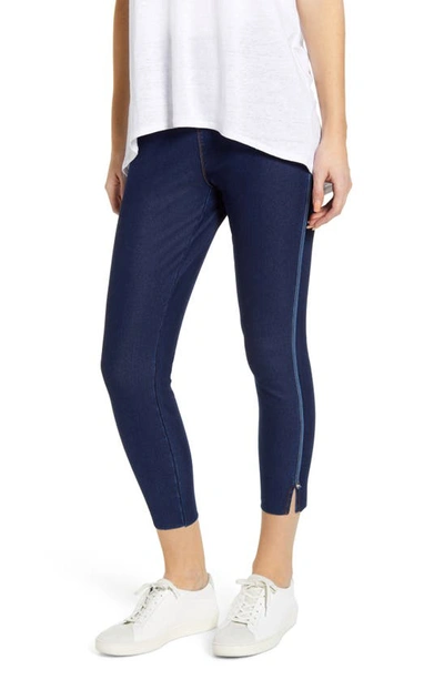 Lyssé Crop Slit Denim Leggings In Indigo