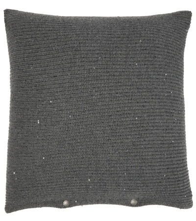 Brunello Cucinelli Sequined Cashmere And Silk Cushion In Piombo