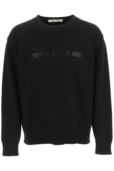 Alyx Treated Logo Crewneck Sweater Black Cotton Oversized Sweater With Logo - Treated Logo Crewneck Sweat