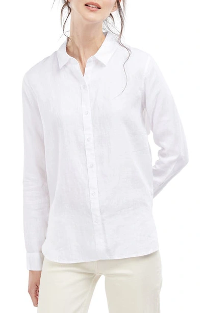 Barbour Marine Linen Button-up Shirt In White