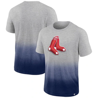 Fanatics Men's  Heathered Gray And Heathered Navy Boston Red Sox Iconic Team Ombre Dip-dye T-shirt In Heathered Gray,heathered Navy
