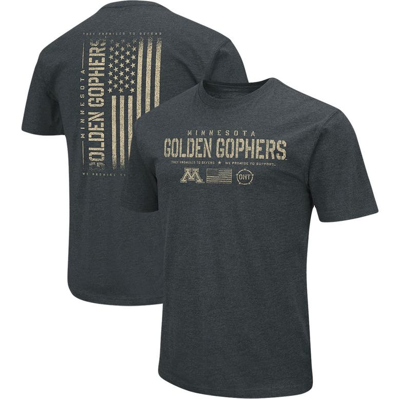 Colosseum Heathered Black Minnesota Golden Gophers Oht Military Appreciation Flag 2.0 T-shirt In Heather Black