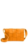 Bottega Veneta Intrecciato Leather Crossbody Bag In Tangerine-gold