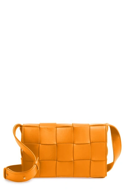 Bottega Veneta Intrecciato Leather Crossbody Bag In Tangerine-gold