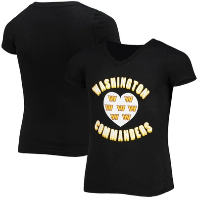 New Era Kids' Girls Youth  Black Washington Commanders V-neck T-shirt