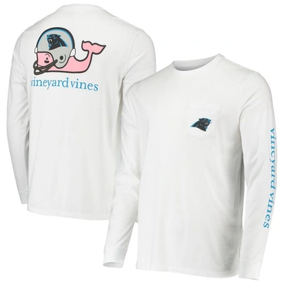 Vineyard Vines White Carolina Panthers Whale Helmet Long Sleeve T-shirt