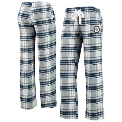Concepts Sport Women's  Navy, Gray Winnipeg Jets Accolade Flannel Pants In Navy,gray